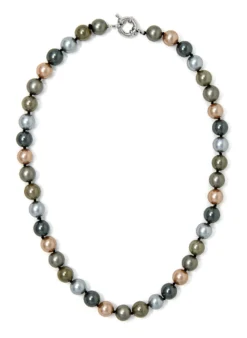 Jewel Of The Sea Mother Of Pearl Necklace: Multi-Colored Dark