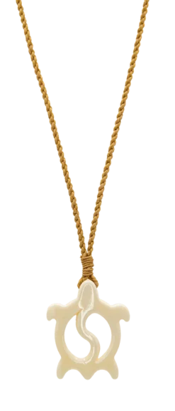 Island Edge® Shaped Bone Necklace: Yin Yang Honu