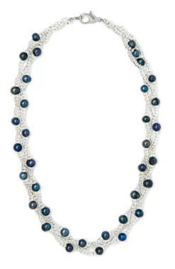 Twisted Torsade Freshwater Pearl Necklace: Black