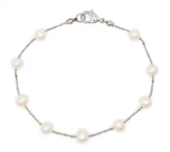 Floating Freshwater Pearl Anklet: White
