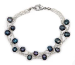 Twisted Torsade Freshwater Pearl Bracelet: Black