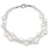 Twisted Torsade Freshwater Pearl Bracelet: Coral
