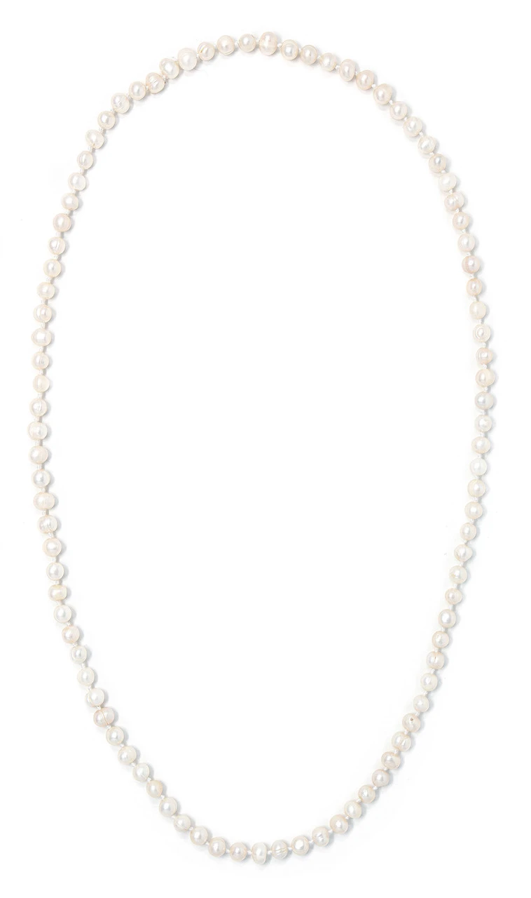 Freshwater Pearl Necklace 32": White 1 Freshwater Pearl Necklace 32": White