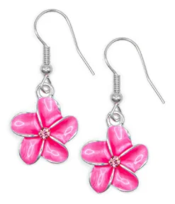 Single Plumeria Flower Earrings By Aloha 808: Pink