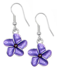 Single Plumeria Flower Earrings By Aloha 808: Purple