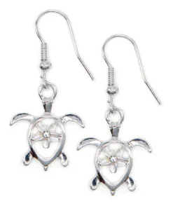 Honu With Plumeria Earrings By Aloha 808: White