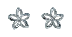 Moana Collection Sterling Silver Earring Stud: Open Plumeria