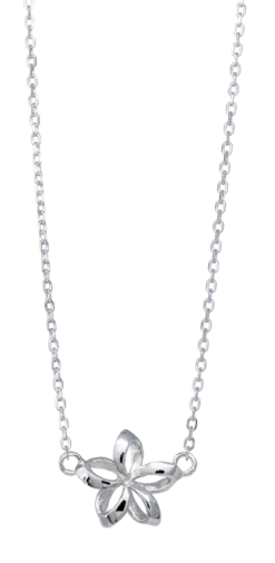 Moana Collection Sterling Silver Pendant Chain Necklace: Open Plumeria