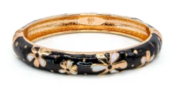 Medium Island Bangle - Flower Design: Black