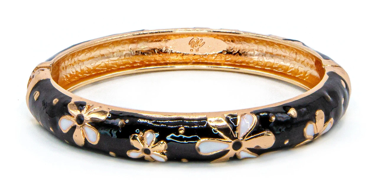 Medium Island Bangle - Flower Design: Black 1 Medium Island Bangle - Flower Design: Black