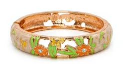 Large Island Bangle - Flower Design: Cream