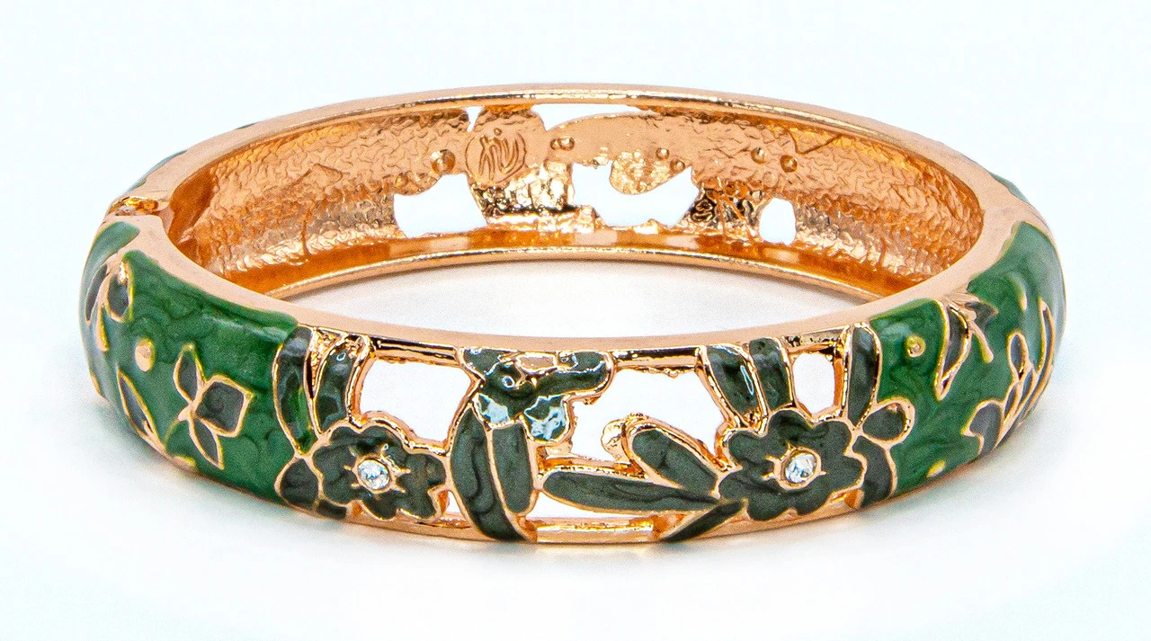 Large Island Bangle - Flower Design: Green 1 Large Island Bangle - Flower Design: Green