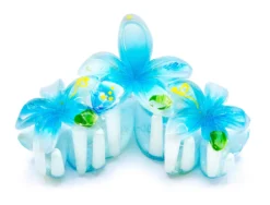 Painted Plumeria Trio Hair Clip: Light Blue