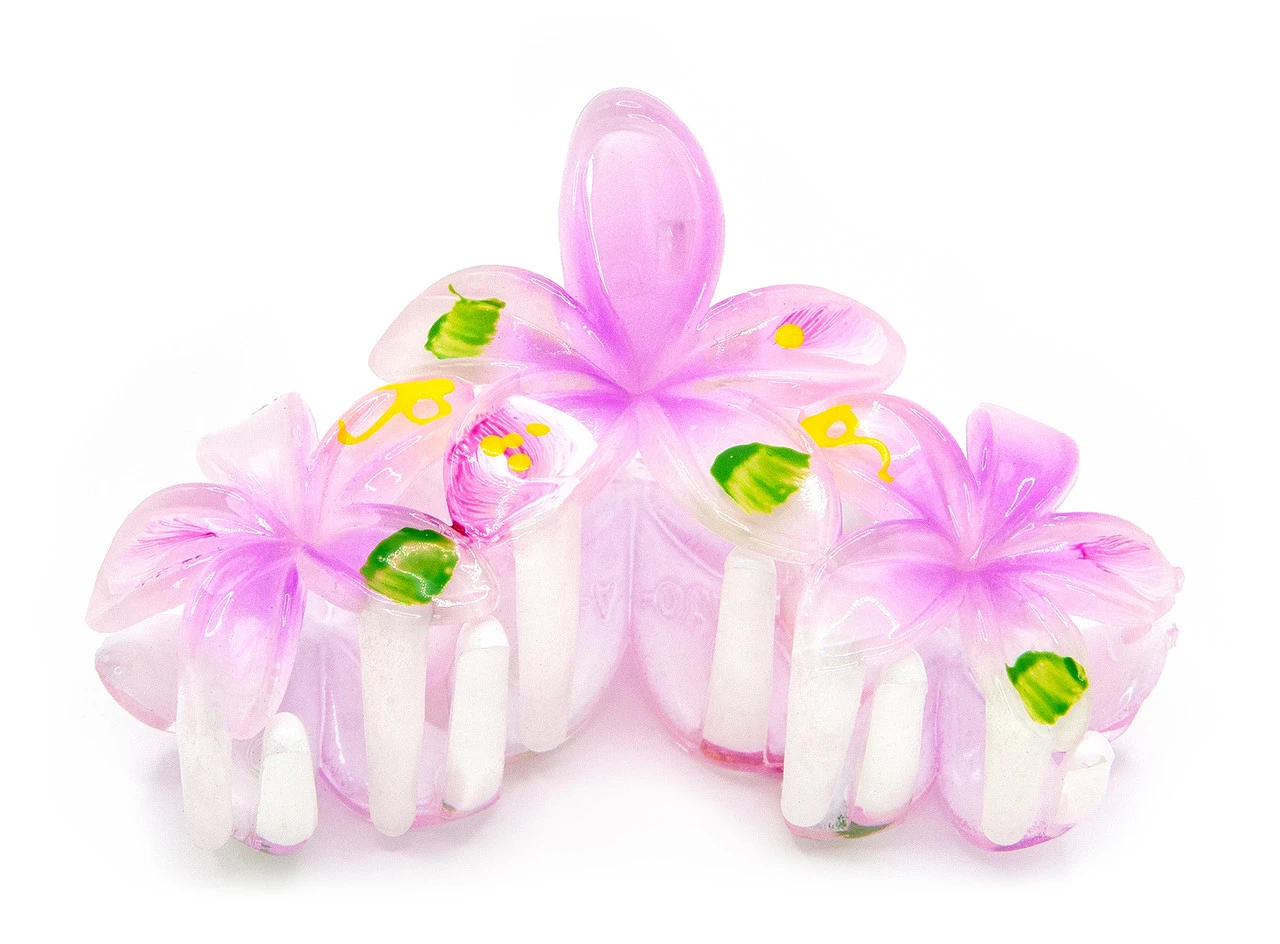 Painted Plumeria Trio Hair Clip: Light Purple 1 Painted Plumeria Trio Hair Clip: Light Purple