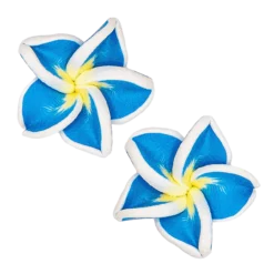 Small Plumeria Stud Earrings: Blue