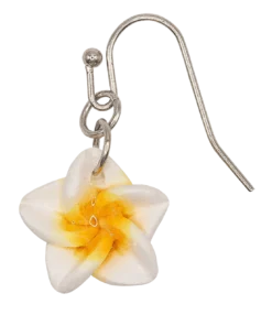 Small Plumeria Dangle Earrings: White