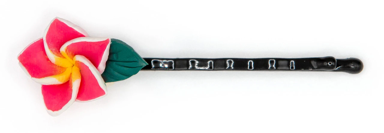 Small Plumeria Flower Bobby Pins: Pink 1 Small Plumeria Flower Bobby Pins: Pink