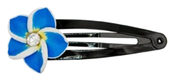Small Plumeria Flower Snap Hair Pins: Blue