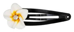 Small Plumeria Flower Snap Hair Pins: White
