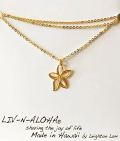 Liv-N-Aloha® Gold Chain Plumeria Cut Out Necklace