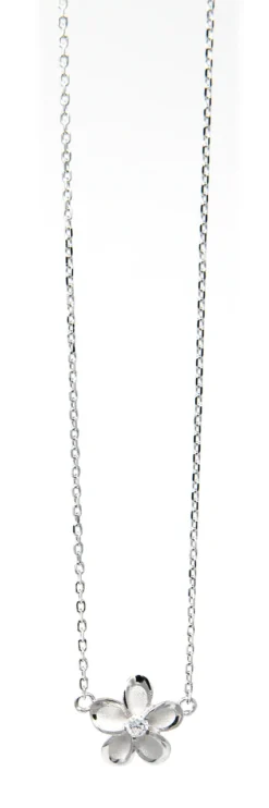 Moana Collection Sterling Silver Pendant Chain Necklace: Solid Plumeria