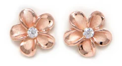 Moana Collection Rose Gold Stud Earring: Solid Plumeria