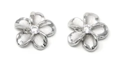 Moana Collection Sterling Silver Earring Stud: Solid Plumeria