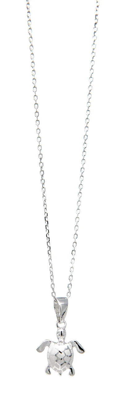 Moana Collection Sterling Silver Pendant Necklace: Solid Sea Turtle 1 Moana Collection Sterling Silver Pendant Necklace: Solid Sea Turtle