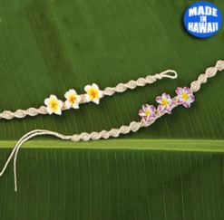 3 Plumeria Woven Macrame Bracelet By Olu Olu