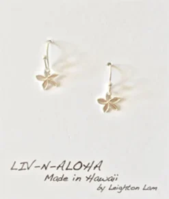 Liv-N-Aloha® Silver Mini Plumeria Solid Dangle Earrings